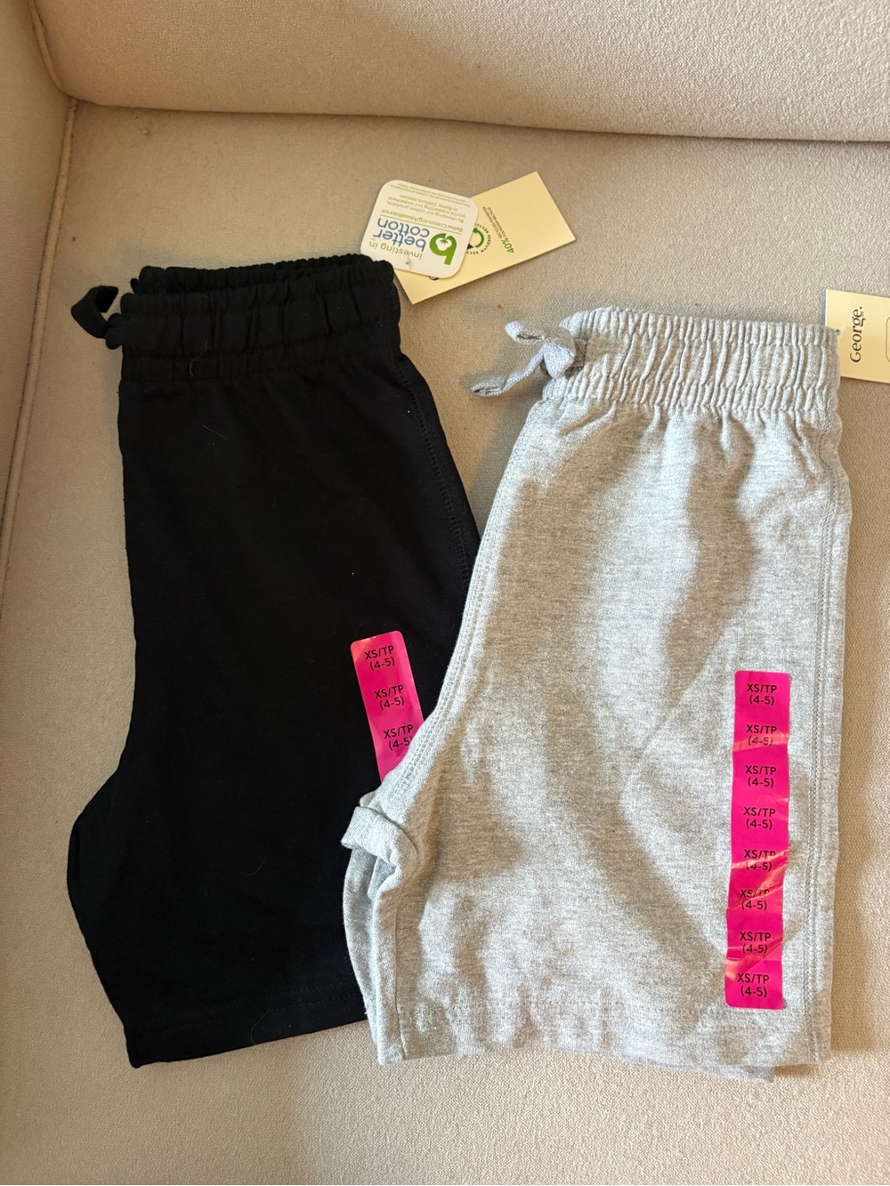 George Classic Kids Elastic-Waist Shorts — Black & Light Gray